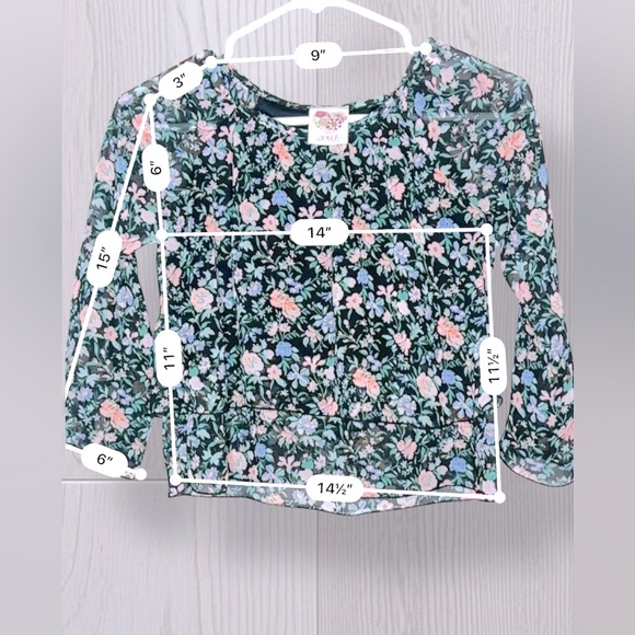 KIDDO BY KATIE Girls Sheer Layered Floral Shirt - Picture 4 of 6